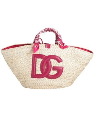Dolce & Gabbana Handbag Synthetic Raffia, Calfskin, Textile Fibers - Pink