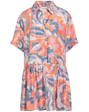 Attic And Barn Coral Mini Dress Silk - Red