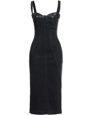 Versace Jeans Couture Midi Dress Cotton, Elastane, Polyurethane Resin, Polyester - Black