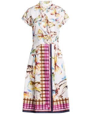 Sara Roka Fuchsia Midi Dress Cotton - White