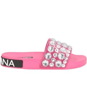 Dolce & Gabbana Fuchsia Sandals Calfskin, Polyurethane, Polyester, Cotton - Pink