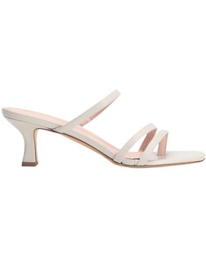 8 by YOOX Leather Square Toe Spool-Heel Sandal Light Thong Sandal Leather - Natural