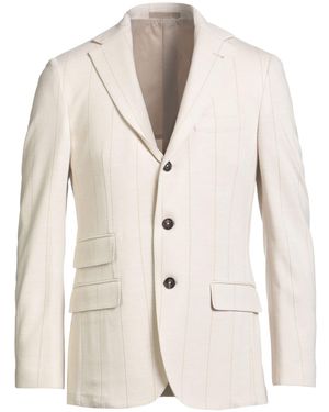 Eleventy Cream Blazer Wool, Cotton, Goat Skin - Natural