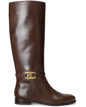 Ralph Lauren Bridgette Burnished Leather Tall Boot - Brown