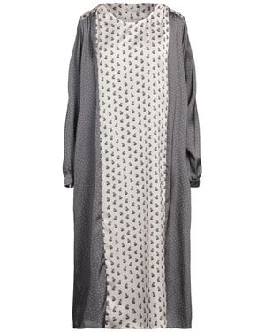 Biancoghiaccio Flared Satin Midi Dress - Gray