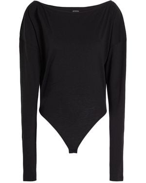 8 by YOOX Off-Shoulder Bodysuit Bodysuit Lyocell, Organic Cotton - Black