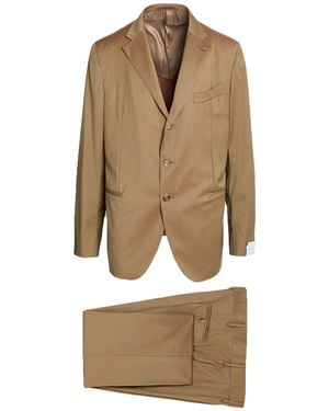 Caruso Khaki Suit Super 130S Wool - Natural