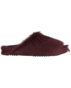Rick Owens Burgundy Sandals Shearling - Brown