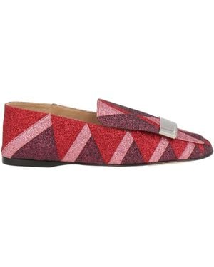 Sergio Rossi Loafers Leather, Textile Fibers - Red