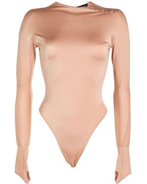 Mugler Blush Bodysuit Polyamide, Elastane - White