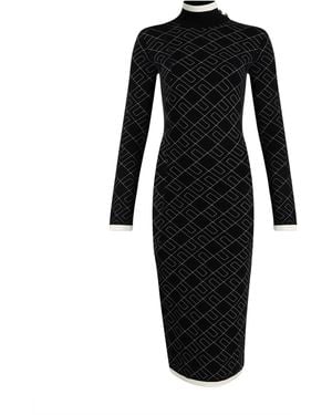 Elisabetta Franchi Midi Dress Viscose, Polyester - Black