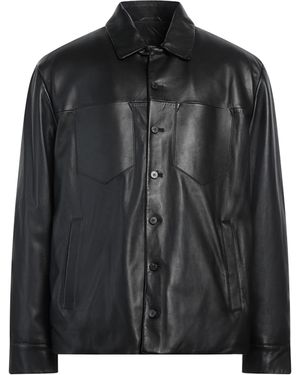 Neil Barrett Washed Leather Jacket in Black for Men | Lyst