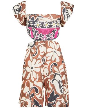 Dixie Playsuit Linen, Viscose - Brown