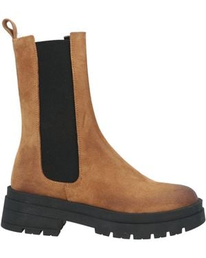 Lea-Gu Camel Ankle Boots Leather - Brown