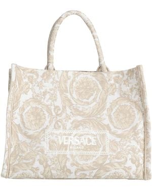 Versace Taupe Handbag Textile Fibers - Natural