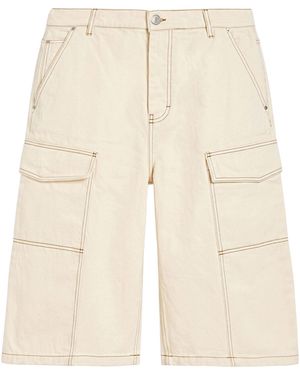 Ami Paris Cream Denim Shorts Cotton - Natural