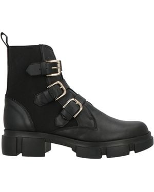 Pollini Ankle Boots Leather, Textile Fibers - Black