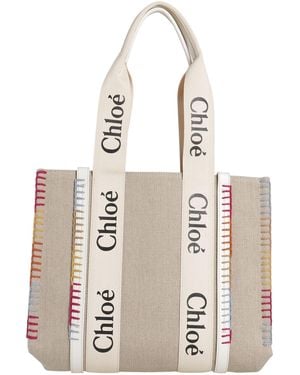 Chloé Shoulder Bag Linen, Cow Leather - Natural