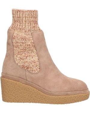 Alma En Pena. Ankle Boots Leather, Textile Fibers - Natural