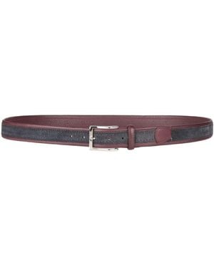 Canali Burgundy Belt Leather - Red