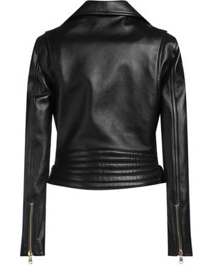 MOSCHINO レザージャケット Moschino All Over Logo Print Leather Biker Jacket for Men | Lyst
