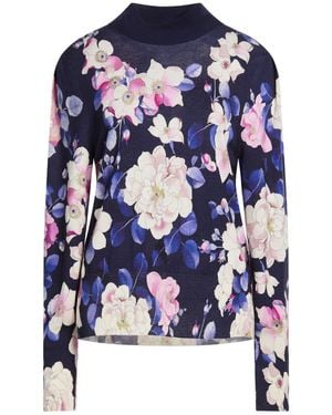Leonard Paris Turtleneck Silk, Wool, Cashmere - Blue