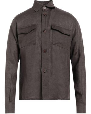 Alpha Studio Safari Long-Sleeve Linen Shirt - Grey