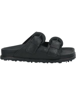 Marine Serre Leather Square-Toe Flat Sandals - Black