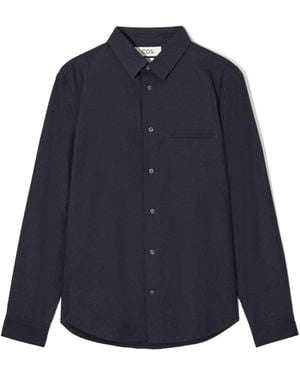 COS Hemd Aus Popeline Mit Steppnähten - Blau