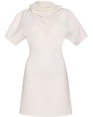 Courreges Cream Mini Dress Polyester, Wool, Elastane, Polyamide - White