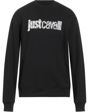 Just Cavalli Printed Crewneck Cotton Sweatshirt - Black