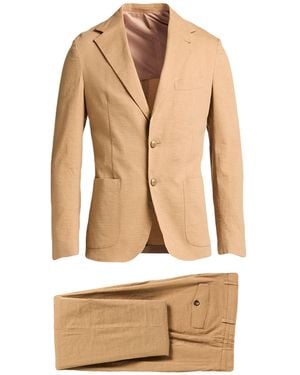 Eleventy Camel Suit Polyester, Elastane - Natural