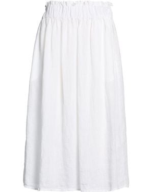 120% Lino Midi Skirt Linen - White