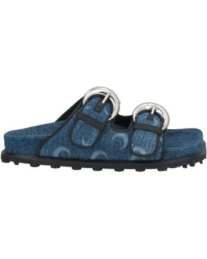 Marine Serre Denim Logo-Print Flat Sandals - Blue