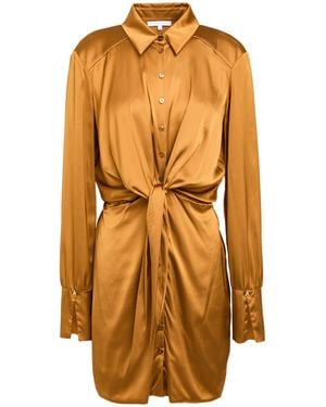 Patrizia Pepe Tan Mini Dress Viscose, Polyamide, Elastane - Metallic