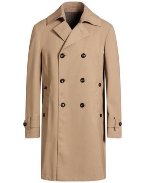 Luigi Bianchi Khaki Overcoat & Trench Coat Virgin Wool, Polyester, Elastane - Natural