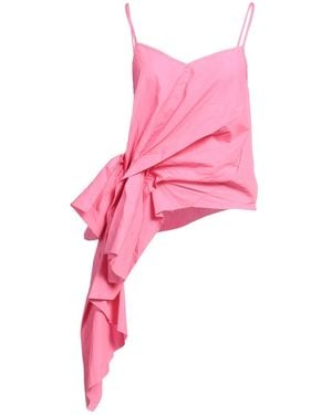 Marques'Almeida Embellished Gathered Cotton Top - Pink