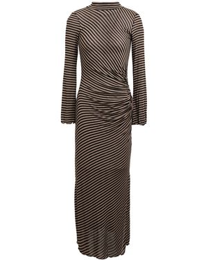 Dixie Khaki Midi Dress Polyester, Viscose, Elastane - Brown