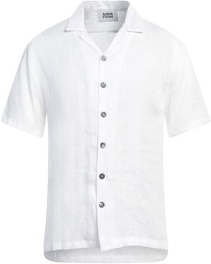 Alpha Studio Shirt Linen - White