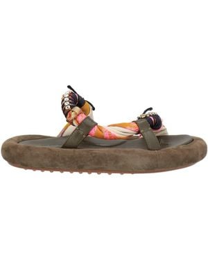 13 09 SR Khaki Sandals Textile Fibers - Brown