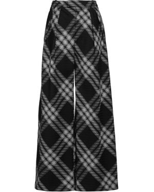 Burberry Wide-Leg Wool Trousers - Black