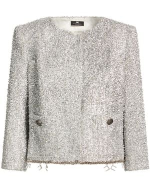 Elisabetta Franchi Jacket Viscose, Metallic Polyester, Polyester, Cotton - Grey