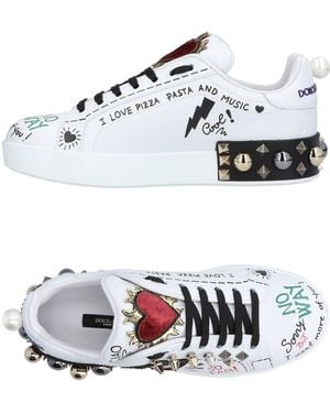 Dolce & Gabbana Sneakers Calfskin, Polyester, Polyurethane, Viscose - White