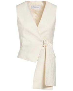 Max Mara Ivory Tailored Vest Cotton, Elastane - White