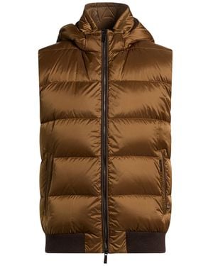 Moorer Vest Polyamide, Goat Skin - Brown