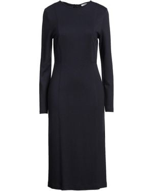 Peserico Viscose-Wool Ribbed Midi Dress - Blue