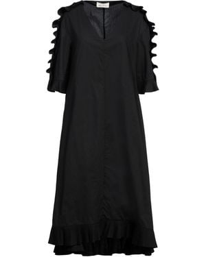 MEIMEIJ Pleated Cotton-Blend Asymmetric Midi Dress - Black