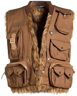 Dolce & Gabbana Khaki Vest Cotton - Brown