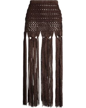 Alanui Chocolate Maxi Skirt Viscose, Metallic Polyester - Brown