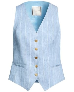 Tagliatore 0205 Tailored Vest Linen, Cotton, Elastane - Blue